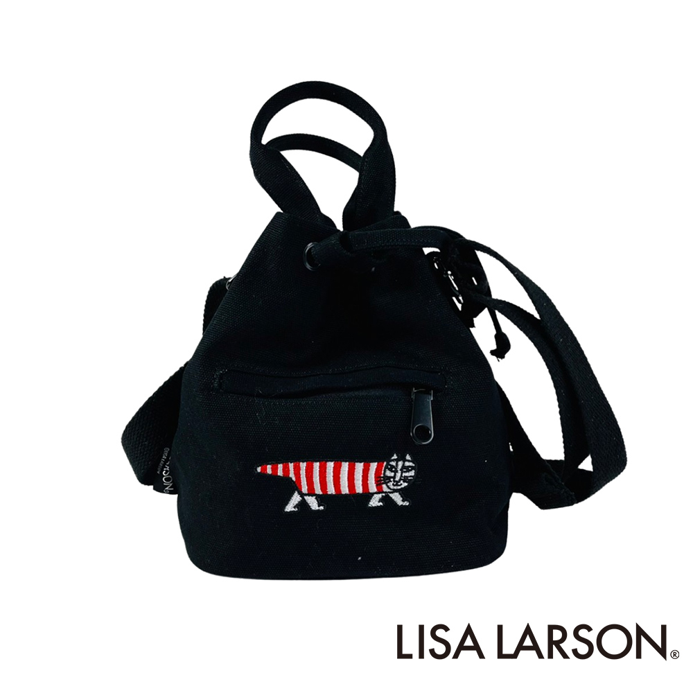 LISA LARSON 療癒貓Mikey帆布水桶包 收納包 手提包 手拿包 側背包 隨身包 購物包 AAst