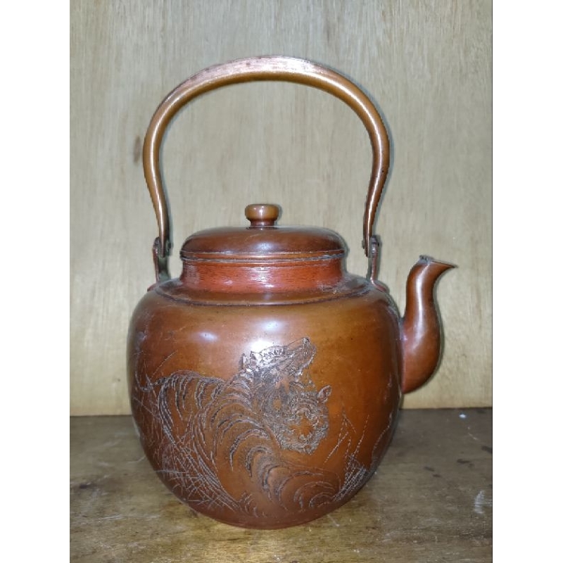 古董老件日本銅器茶壺高30長23寬18公分