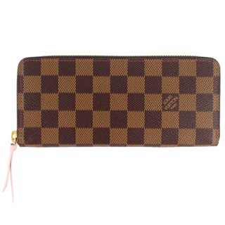 Louis Vuitton Damier LV棋盤格紋拉鍊長夾粉紅色