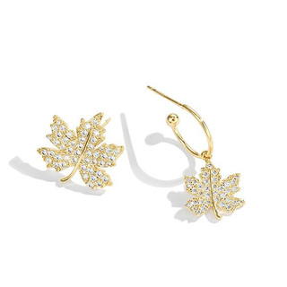 YaYa平價飾品☆ ﹒‧925銀針耳環°∴﹒‧楓葉晶鑽耳環一對°∴°﹒☆