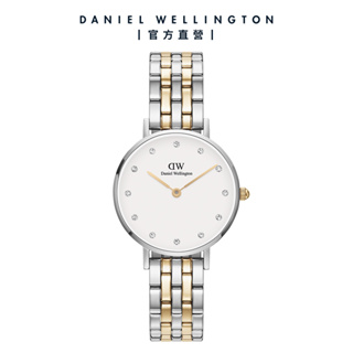【Daniel Wellington】DW 手錶 Petite Lumine 28mm 星辰珠寶式雙色錶鏈-白錶盤