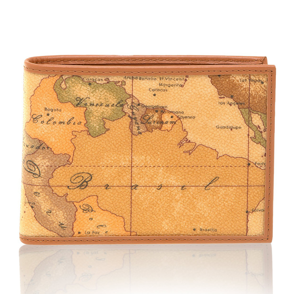 【Alviero Martini 義大利地圖包 】旅行系列 零錢袋短夾-地圖黃