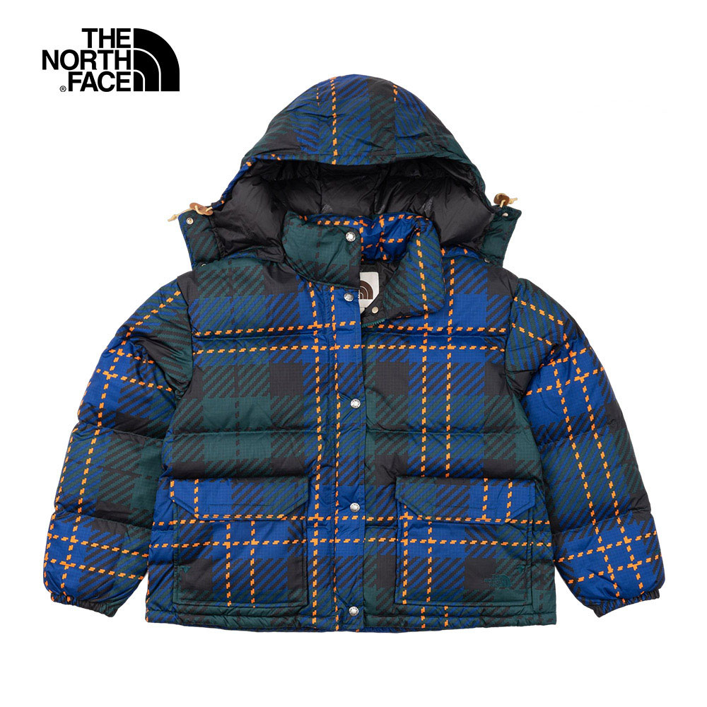 The North Face W PRINTED 女 防風防潑水連帽羽絨外套 撞色格紋 NF0A7QVX9C8