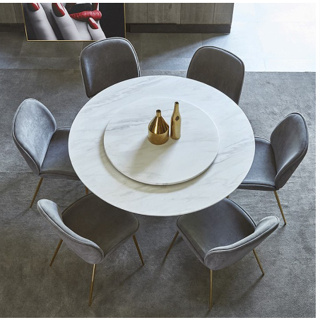 【飛樂家具】北歐餐廳巖板餐桌圓形家用飯桌現代簡約休閑轉盤圓桌椅組合小戶型