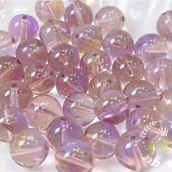 Ｋ１０９【尋寶家】 天然 雙色 紫黃晶  圓珠 散珠 半成品 DIY 手工飾品 配件材料 串珠
