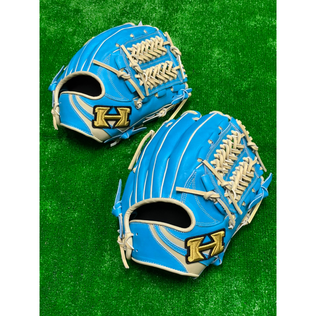 棒球世界全新Hi-Gold硬式牛皮棒壘球內野手L7內網檔手套特價馬卡龍藍配色