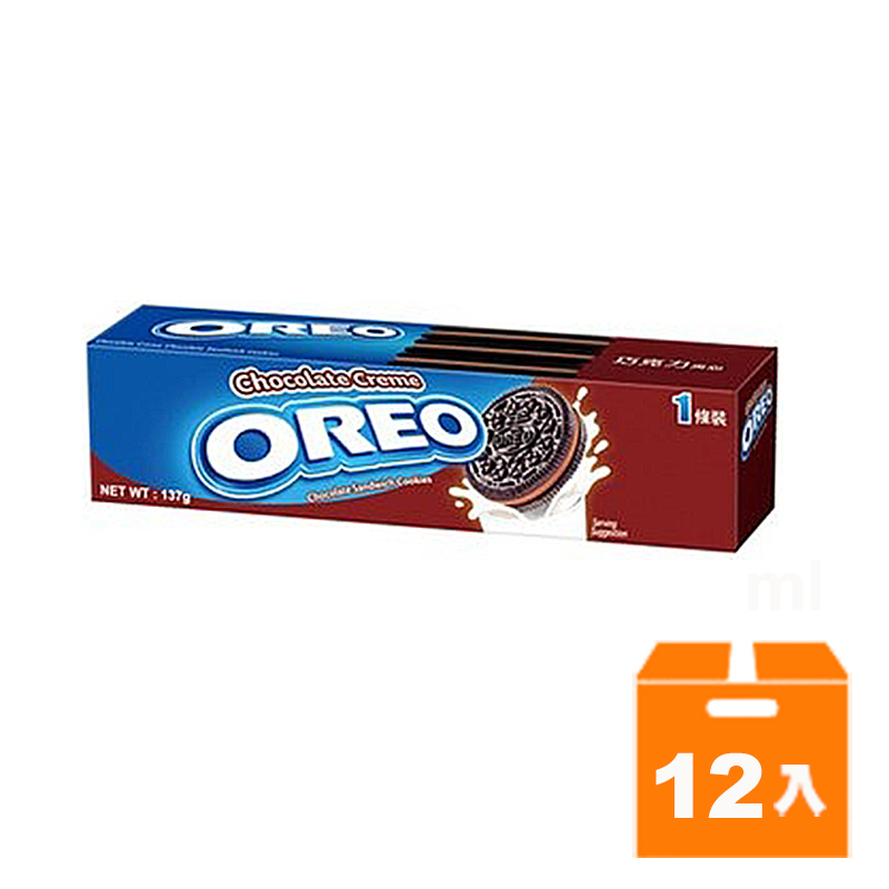 OREO奧利奧巧克力夾心餅乾119.6g(12入)/箱【康鄰超市】