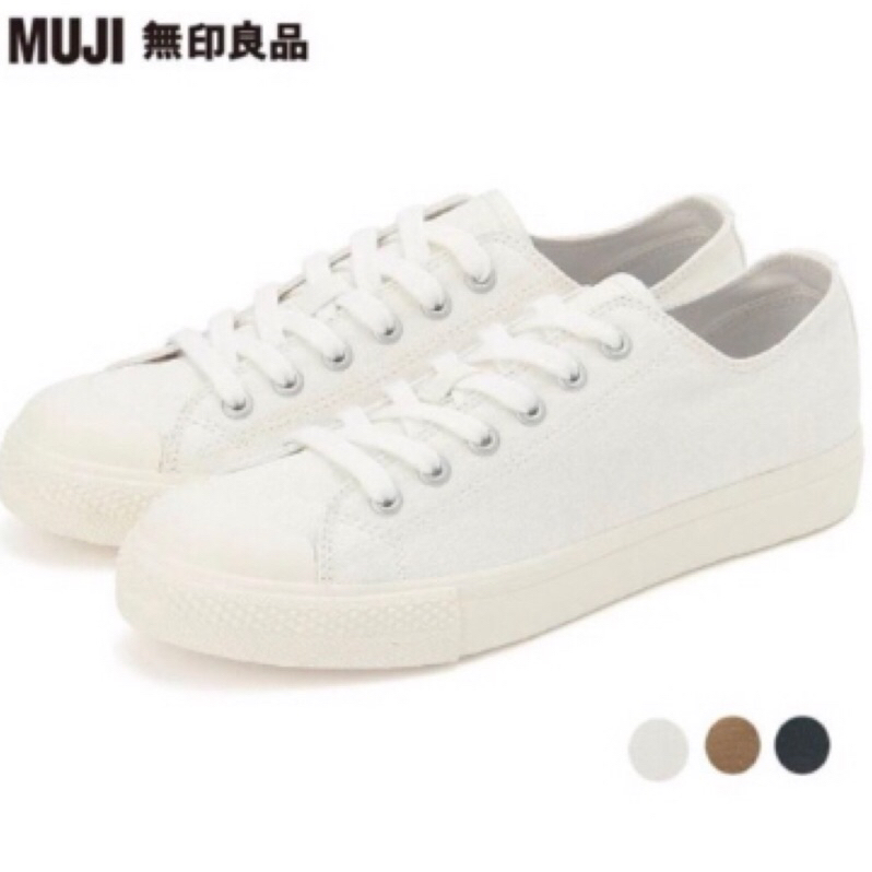 【MUJI 無印良品】撥水加工有機棉舒適休閒鞋/小白鞋(白色 US-M11號 W9.5號）