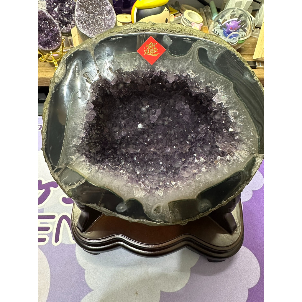 烏拉圭 紫水晶洞 小顆 錢袋子圓形 紫晶洞 稀有 招財 天然 紫水晶
