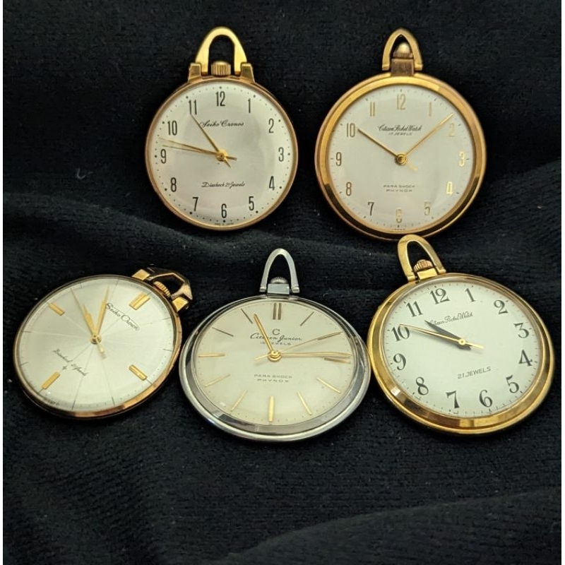 少見1960年代停產（Seiko)包金特殊全數字面盤，古董機械手上鍊懷錶