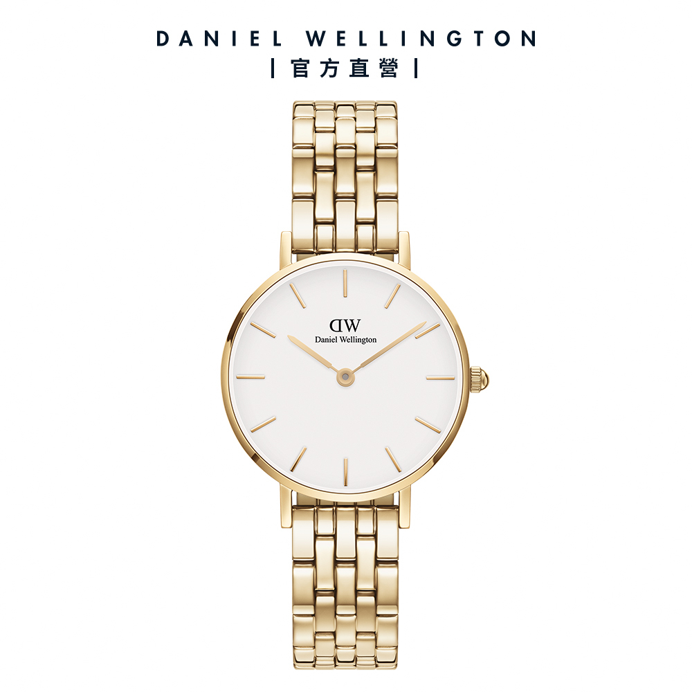 【Daniel Wellington】DW 手錶 Petite Evergold 28mm 香檳金珠寶式錶鏈