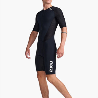 2XU 男AERO全拉鍊三鐵衣 黑/白