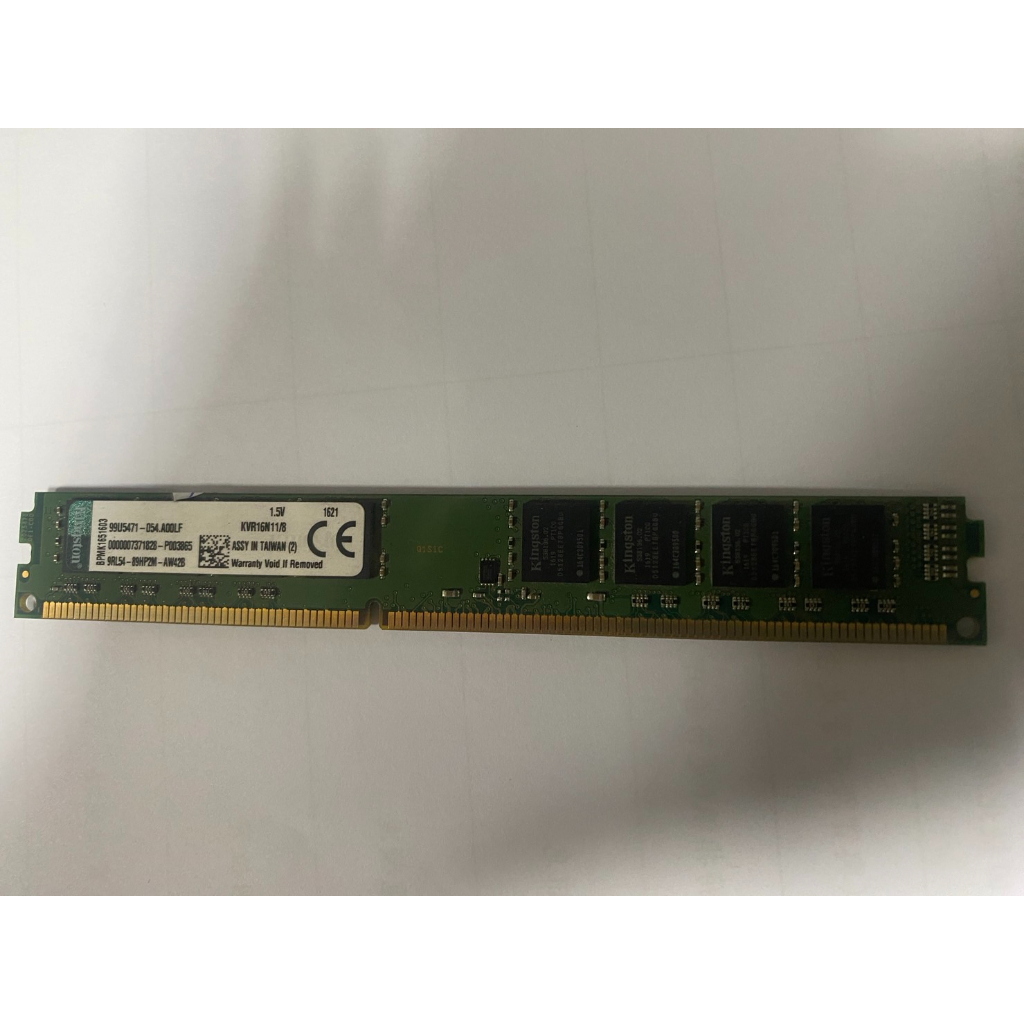 金士頓 DDR3 1600 8G 雙面單排 桌上型記憶體(KVR16N11/8)x2