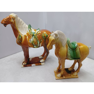 早期唐三彩馬擺件陶瓷馬工藝品 客廳裝飾品馬到成功