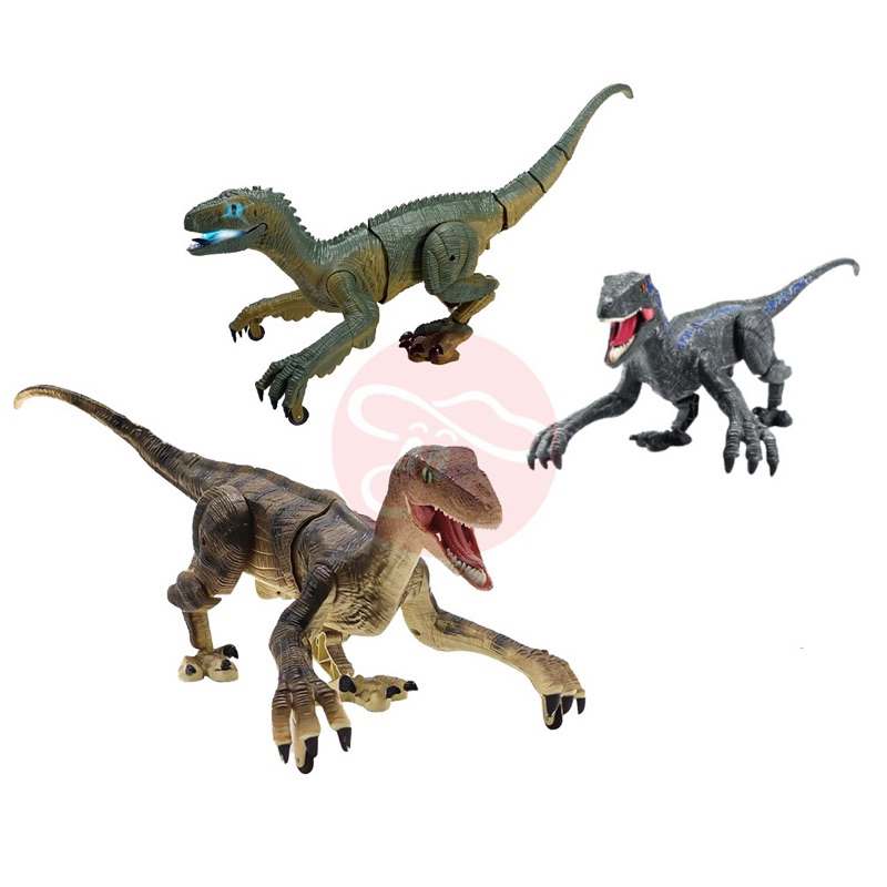 現貨 遙控恐龍 恐龍玩具 兒童生日禮物 仿真遙控迅猛龍 小藍 侏羅紀 仿真動物恐龍 行走迅猛龍霸王龍智能遙控聲光音樂