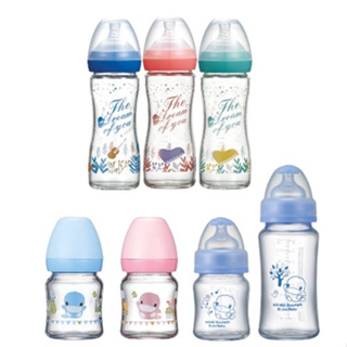 【kuku酷咕鴨】 夢想樂章寬口玻璃奶瓶 240ml(3色)/寬口玻璃奶瓶/晶亮加厚-120ml(2色)