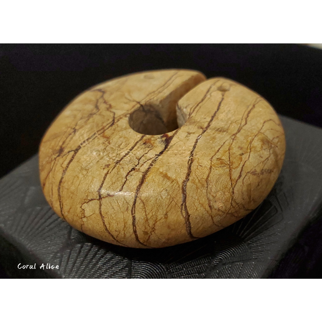 🌟Coral珊寶手作-天然畫圖石/風景石(仿古玉幣造型)15.4*54mm MS2P1-547