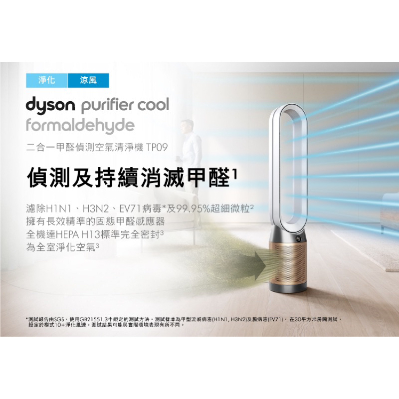 Dyson TP09 二合一甲醛偵測涼風空氣清淨機 白金(送電熱毯)