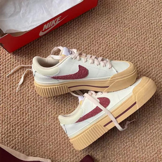 【EXIST】Nike Court Legacy Lift 酒紅 奶油底 麂皮 厚底DZ4766-133