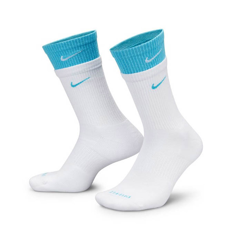 NIKE 長襪 EVERYDAY PLUS 雙層 中高筒 白藍色 襪子 DD2795-103