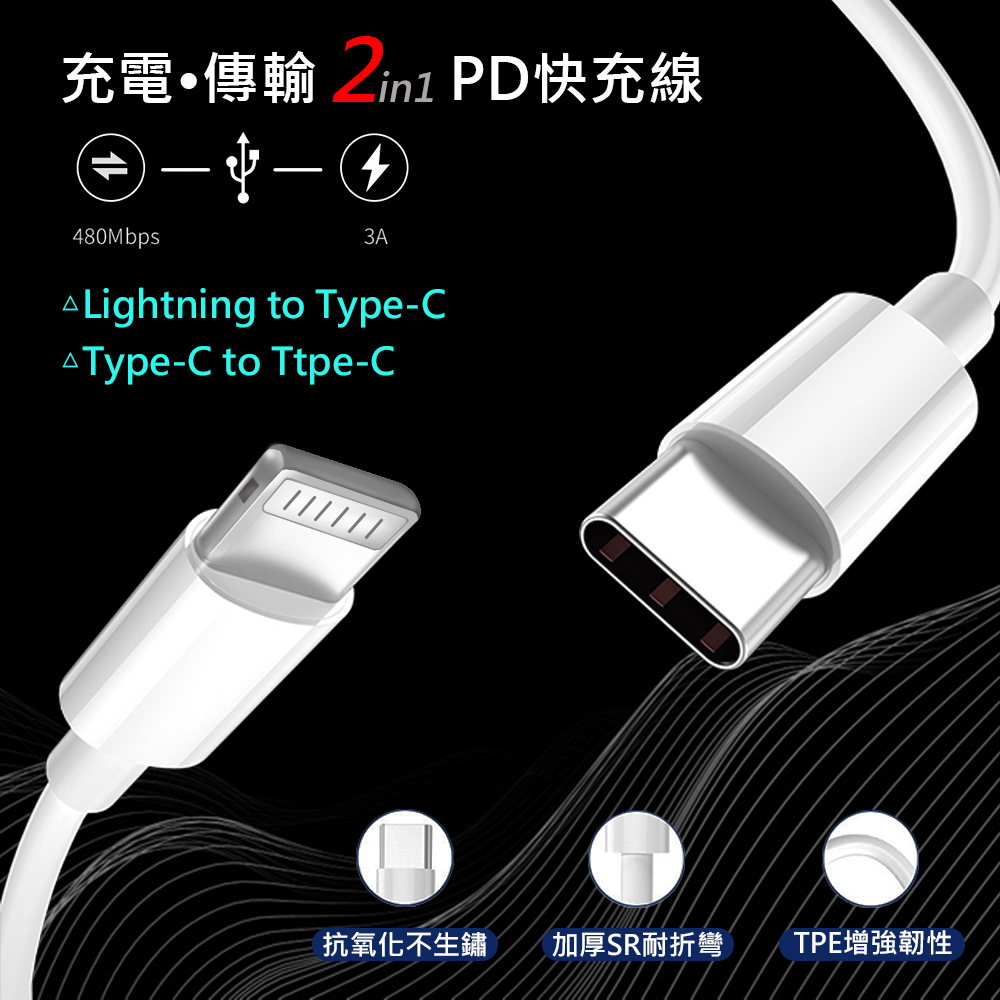 充電線 傳輸線 PD快充線 蘋果系列商品 iPhone周邊產品 快充線 TypeC Lightning USB 安卓