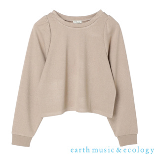 earth music&ecology 素面圓領蓬袖剪裁長袖上衣(1M21L1C0100)