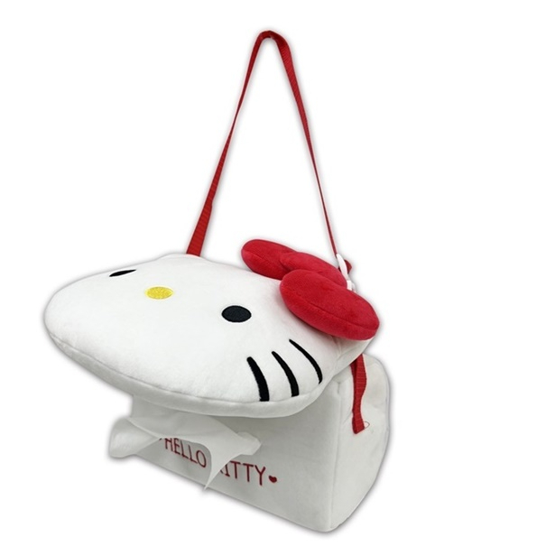 Hello Kitty 經典絨毛系列 大頭造型面紙盒套袋(可吊掛車內頭枕) PKTD017W-04