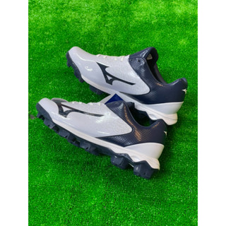 棒球世界全新 MIZUNO 美津濃 SELECT NINE 寬楦 棒壘球膠釘鞋特價白藍配色 (11GP192214)