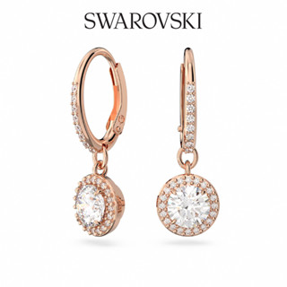 SWAROVSKI 施華洛世奇 Constella 水滴形耳環圓形切割、密鑲, 白色, 鍍玫瑰金色調