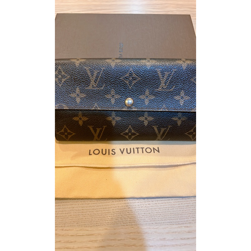 Louis Vuitton路易威登LV經典Monogram 花紋扣式拉鍊長夾M61734