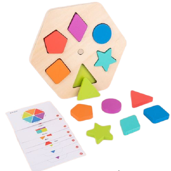 形狀顏色配色板遊戲 木製 / 兒童幼兒園早教形狀顏色認知 / 親子互動積木玩具 商檢合格 【國王皇后】