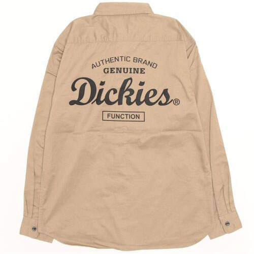 【DICKIES】日本限定 3178-4000 BACK LOGO WORK SHIRT 拼色口袋 長袖襯衫 (卡其色)