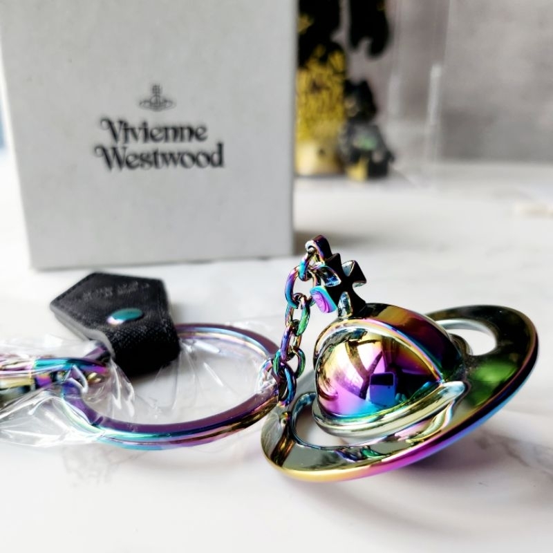 Vivienne Westwood Saffiano 3D orb彩虹土星鑰匙圈