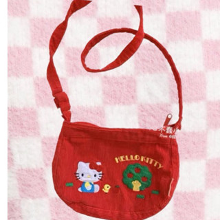 HELLO KITTY復古燈芯絨側揹包