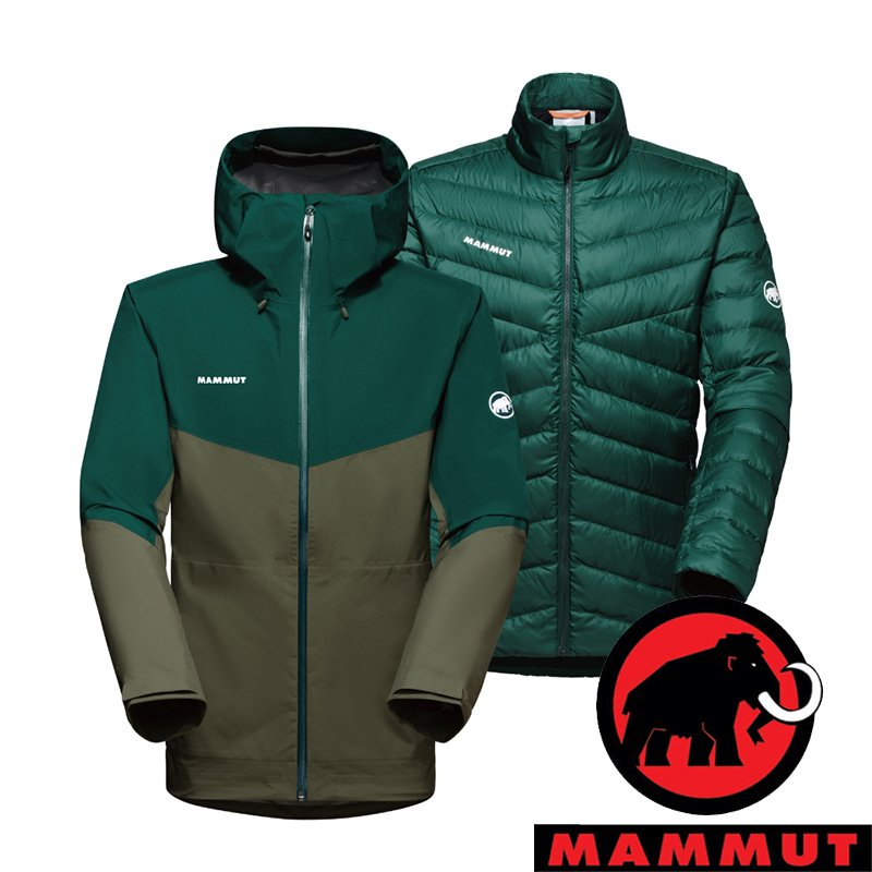 【MAMMUT 長毛象】Convey 3男兩件式GT羽絨外套『綠鬣蜥/深水鴨綠』1010-29150 戶外 露營 登山