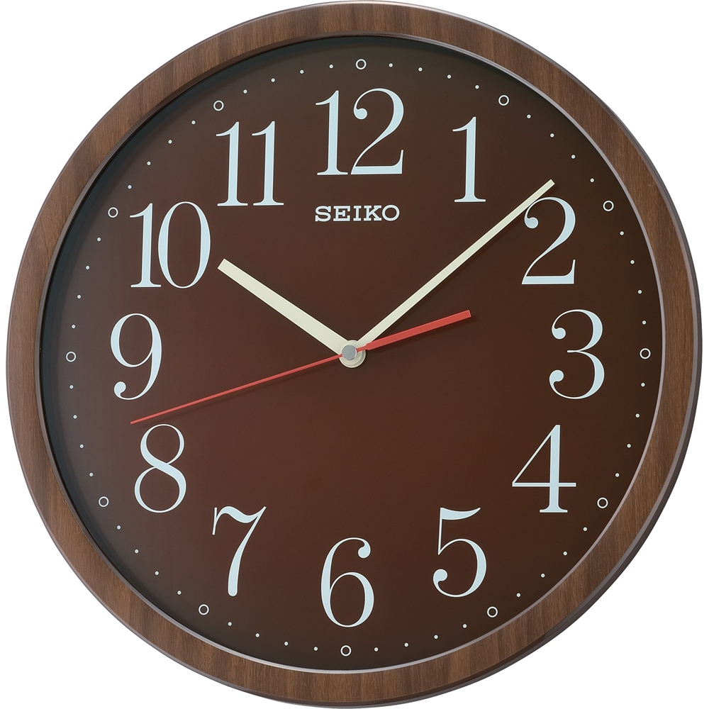 《 精準鐘錶 》 現貨免運🔥SEIKO仿木紋酒紅色面板直徑36.1cm ,公司貨,滑動式秒針,時尚掛鐘QXA737 QX