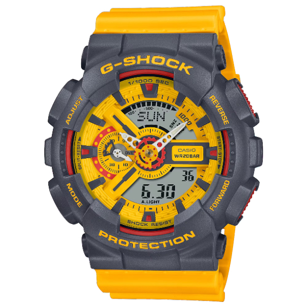CASIO G-SHOCK GA-110Y-9A 90年代復古運動撞色腕錶/黃灰51.2mm