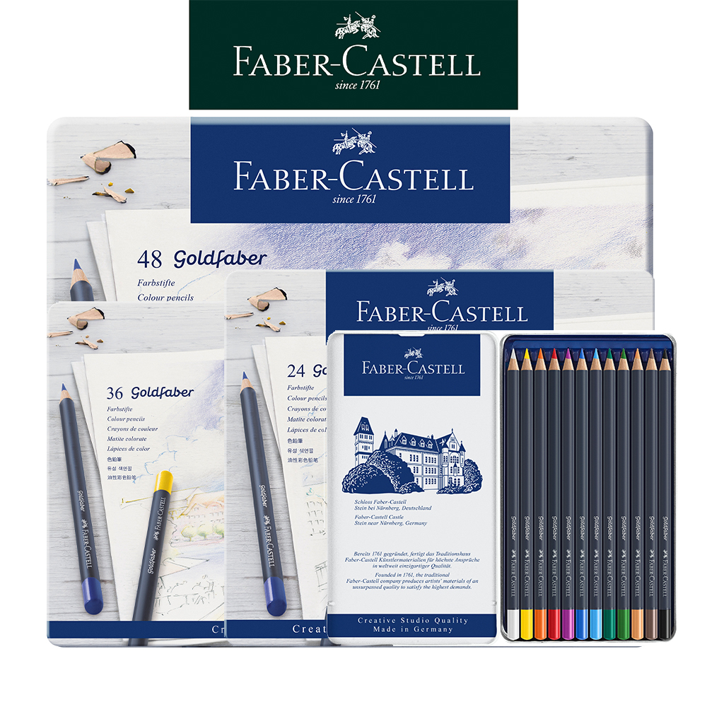 【Faber-Castell】Goldfaber 油性色鉛筆/藍盒/12色/24色/36色/48色/鐵盒 台灣輝柏