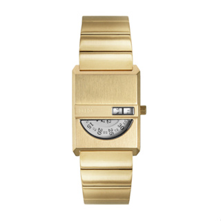 BREDA 美國設計師品牌女錶 | Tandem系列 長方形數字+時間顯示造型手錶 - 金1747A