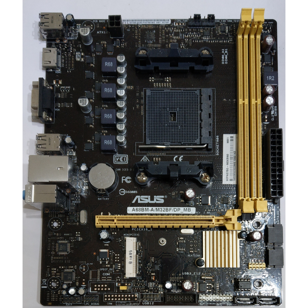 華碩 ASUS 桌機 M32BF 主機板 A55/A68BM-A (AMD FM2+) HDMI mPCIE 內建序號