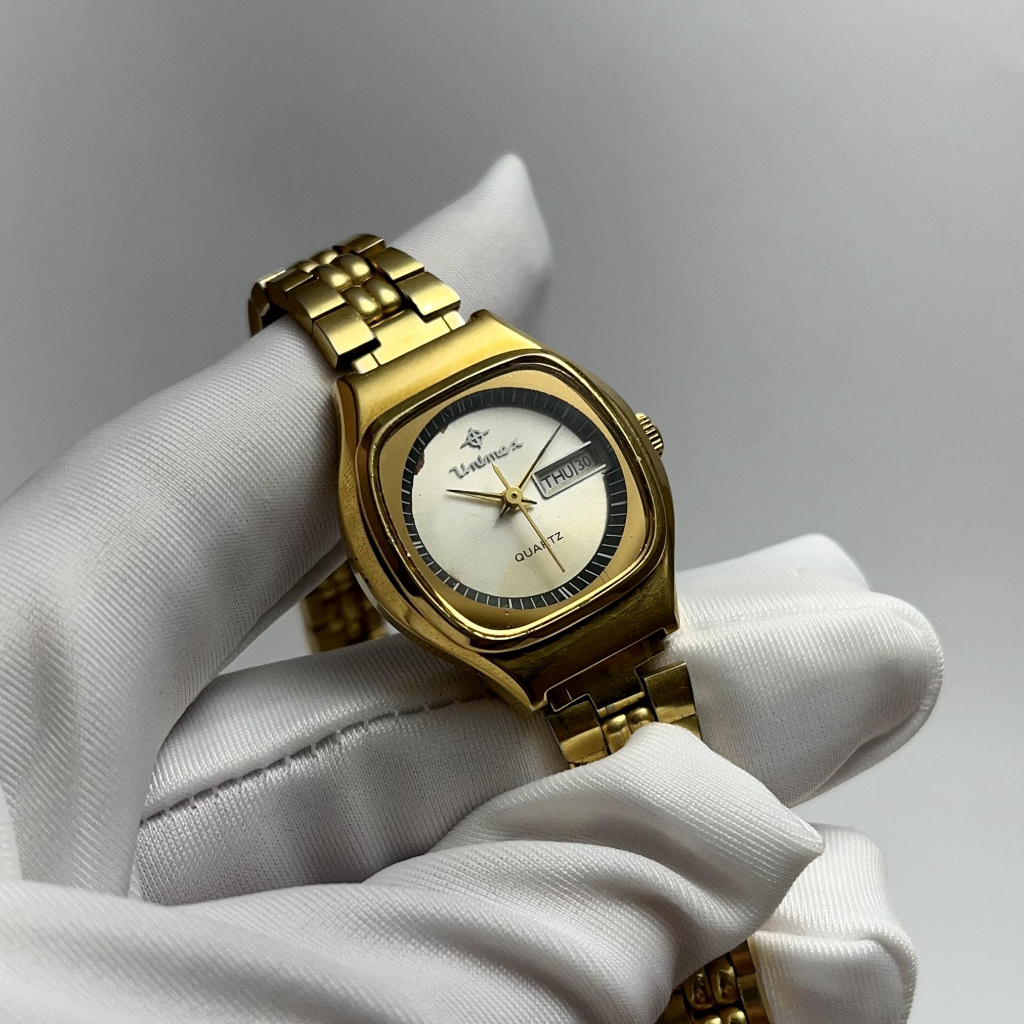 全新 unimex 早期老錶 古董錶 女錶 手錶 石英錶 金色 圓形 復古 Vintage 古著 不銹鋼