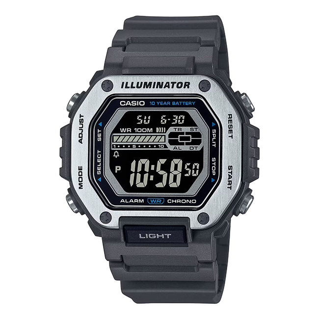 【CASIO 卡西歐】MWD-110H-8B 橡膠錶帶 LED照明 百米防水運動錶 電子錶 全黑 台南 時代鐘錶