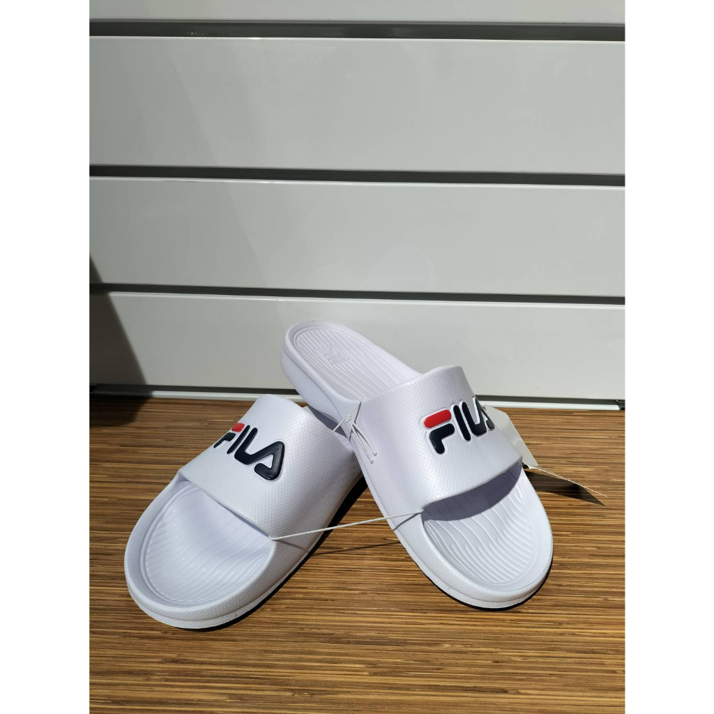 【FILA】Sleek Slide 男女款拖鞋 一體式 防水 柔軟 白色拖鞋4S355-113