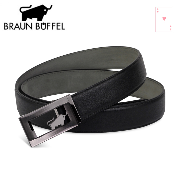 【紅心包包館】BRAUN BUFFEL 德國小金牛 沉穩紳士鏤空LOGO自動扣皮帶 BF21B-RO223-SGU