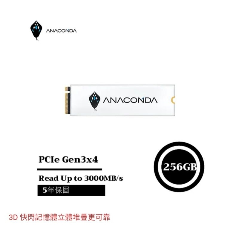 巨蟒 ANACOMDA i3 256GB M.2 PCIe Gen3 5年保固 SSD 固態硬碟