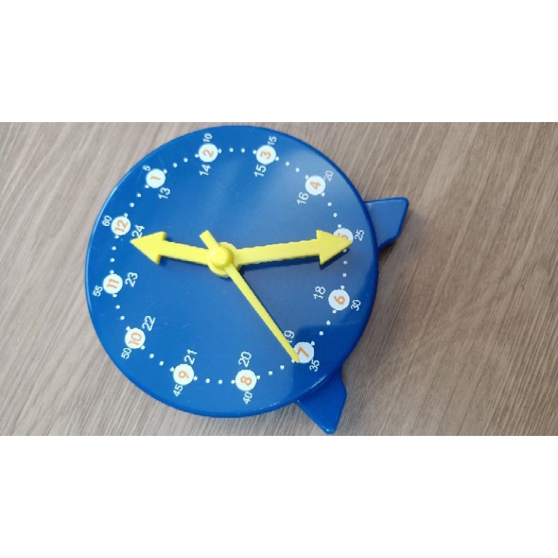 天空藍 3針聯動24時 鐘錶模型兒童 數學 時鐘教具 小學認知玩具 學習認識時間玩具 全新 實拍