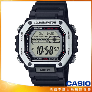 【柒號本舖】CASIO 卡西歐十年電力運動膠帶錶-黑 / MWD-110H-1A (台灣公司貨)