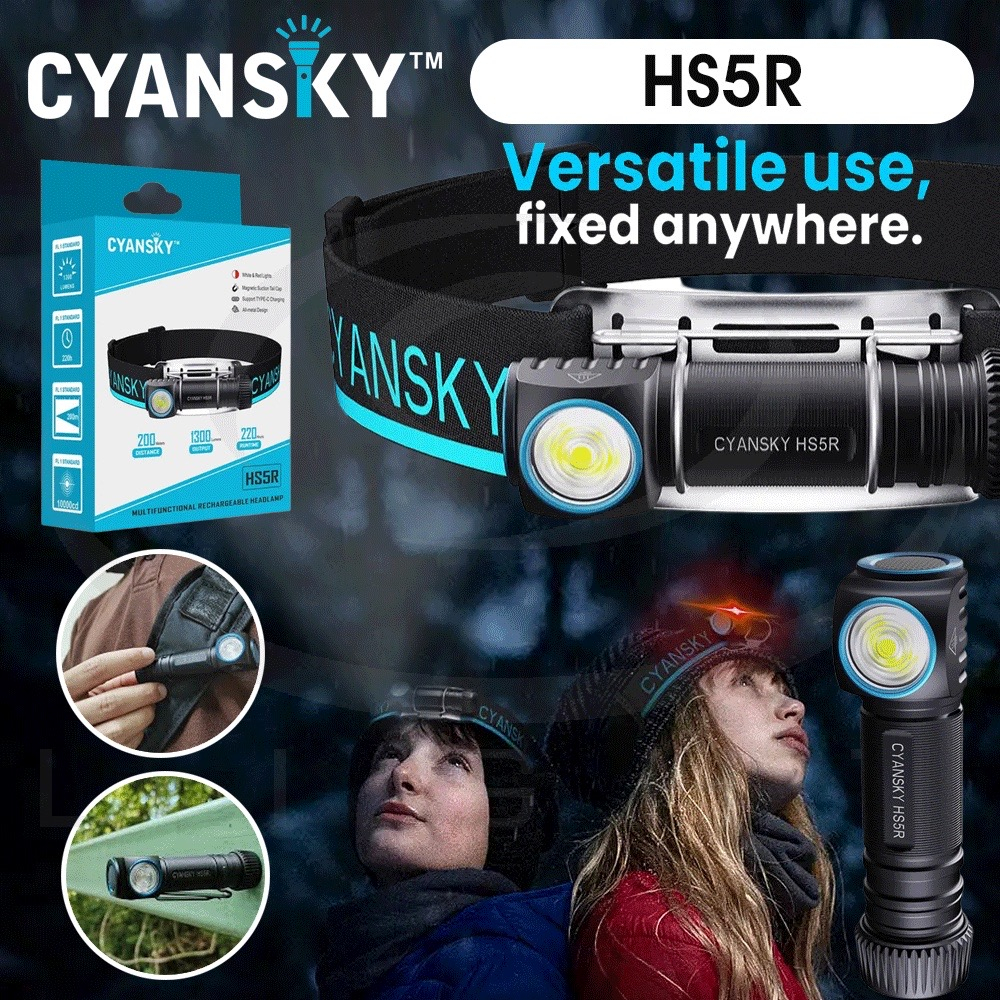 🚚免運【點子網】CYANSKY HS5R 1300流明 L型頭燈 強光LED手電筒 尾磁 紅光 防水 USB-C充電
