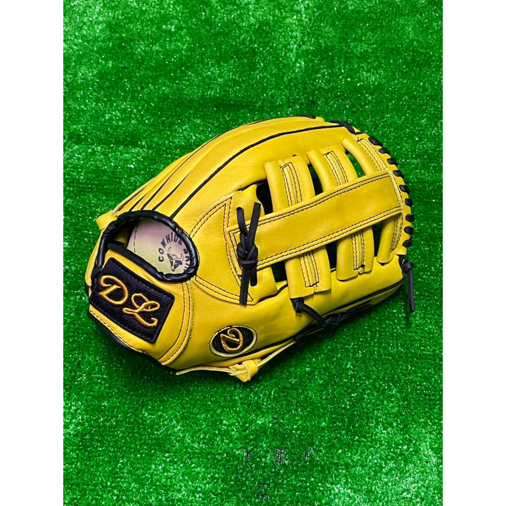 棒球世界DL新款DL450真牛皮棒壘手套 黃色款 送手套袋特價外野手