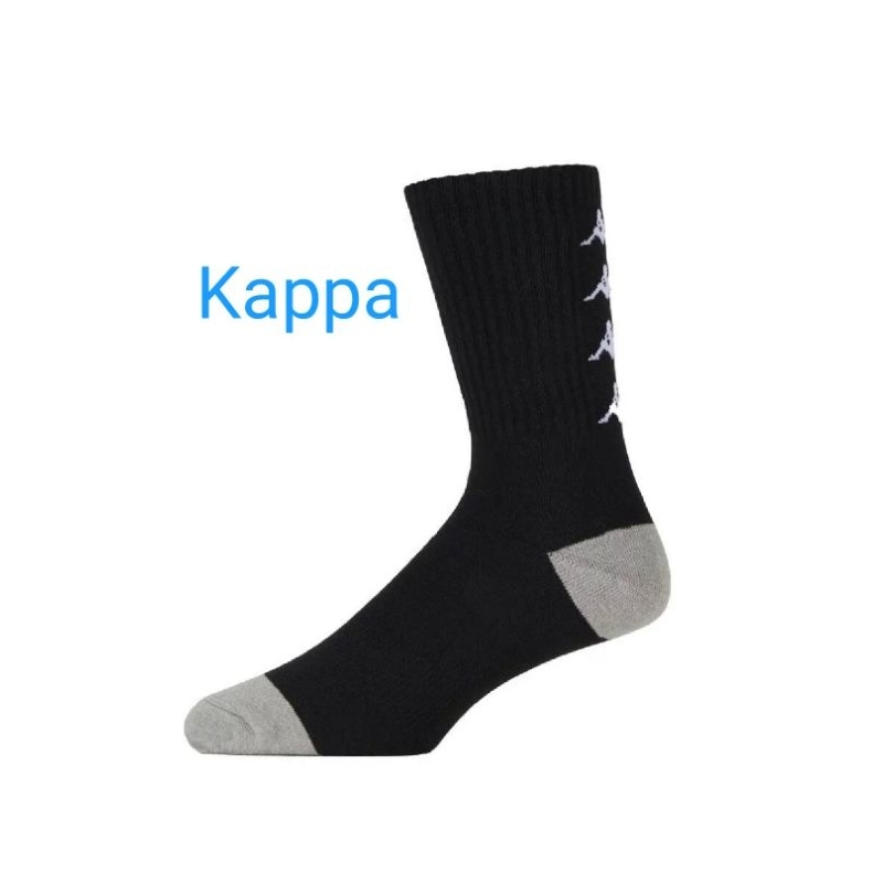 【Kappa】後LOGO印花雙色中筒襪 (黑色) 型號 : 331N1MW NT180